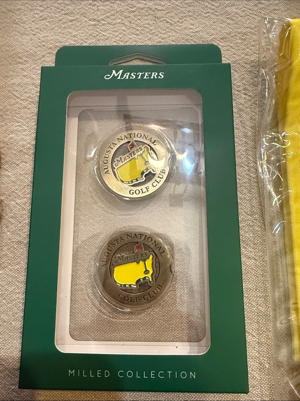 Masters Green Box Ball Marker Set with Yellow Augusta Map